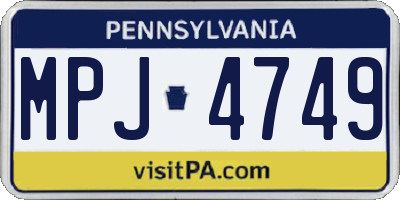 PA license plate MPJ4749