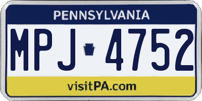 PA license plate MPJ4752