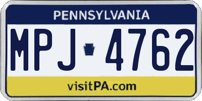 PA license plate MPJ4762