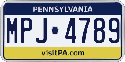 PA license plate MPJ4789