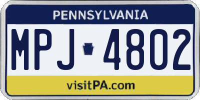 PA license plate MPJ4802
