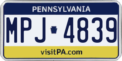 PA license plate MPJ4839