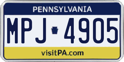 PA license plate MPJ4905