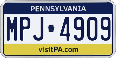 PA license plate MPJ4909