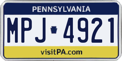 PA license plate MPJ4921