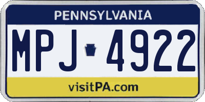 PA license plate MPJ4922