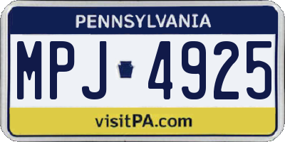 PA license plate MPJ4925