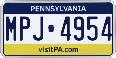 PA license plate MPJ4954