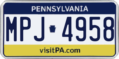 PA license plate MPJ4958