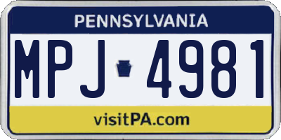 PA license plate MPJ4981