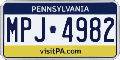 PA license plate MPJ4982