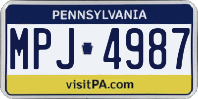 PA license plate MPJ4987