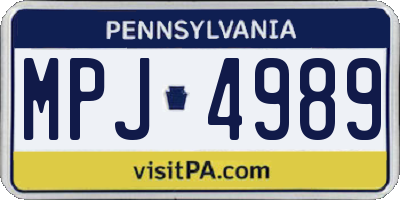 PA license plate MPJ4989