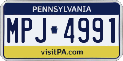 PA license plate MPJ4991