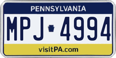 PA license plate MPJ4994