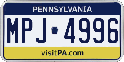 PA license plate MPJ4996