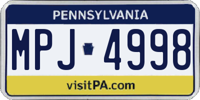 PA license plate MPJ4998
