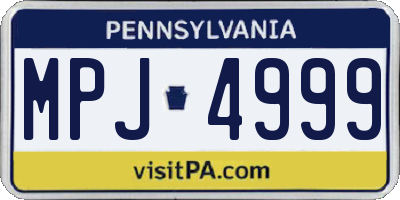 PA license plate MPJ4999