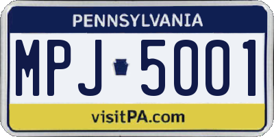 PA license plate MPJ5001