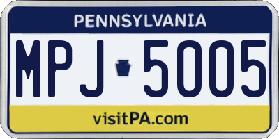 PA license plate MPJ5005