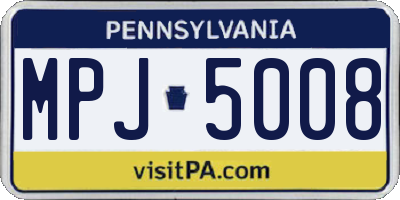 PA license plate MPJ5008