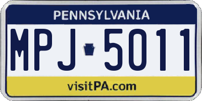 PA license plate MPJ5011