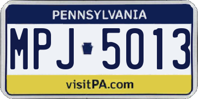 PA license plate MPJ5013
