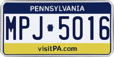 PA license plate MPJ5016