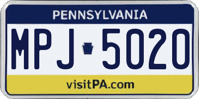 PA license plate MPJ5020