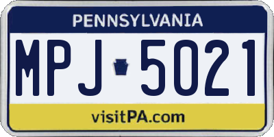 PA license plate MPJ5021