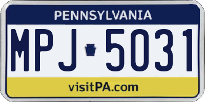 PA license plate MPJ5031