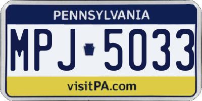 PA license plate MPJ5033