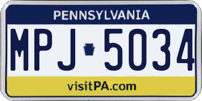 PA license plate MPJ5034