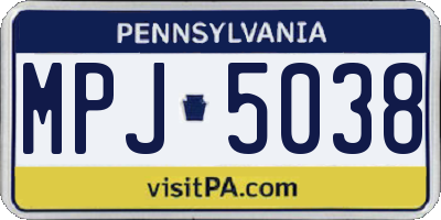 PA license plate MPJ5038