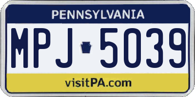 PA license plate MPJ5039
