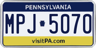PA license plate MPJ5070