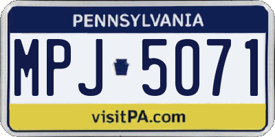 PA license plate MPJ5071