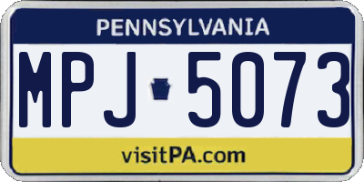 PA license plate MPJ5073