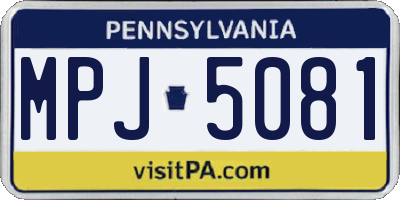 PA license plate MPJ5081