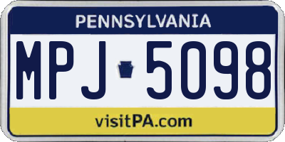 PA license plate MPJ5098