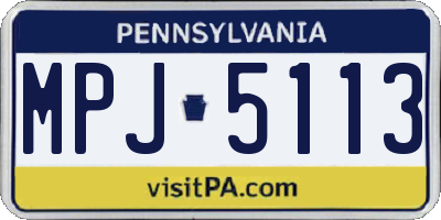 PA license plate MPJ5113
