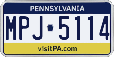 PA license plate MPJ5114
