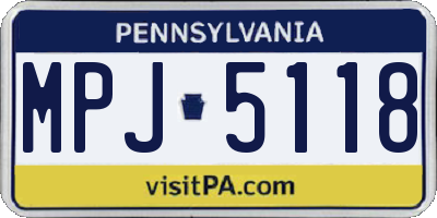PA license plate MPJ5118
