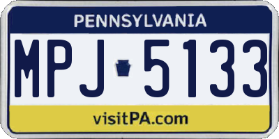 PA license plate MPJ5133