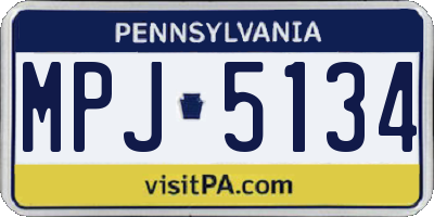 PA license plate MPJ5134