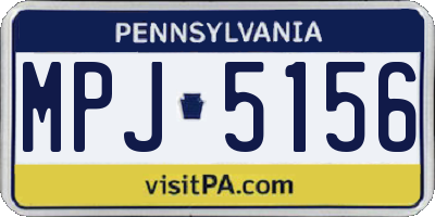 PA license plate MPJ5156