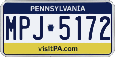 PA license plate MPJ5172