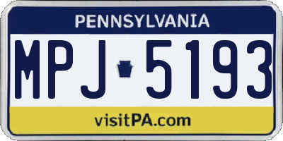 PA license plate MPJ5193