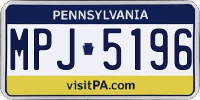 PA license plate MPJ5196