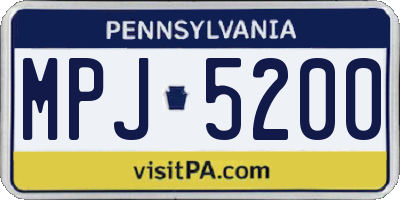 PA license plate MPJ5200